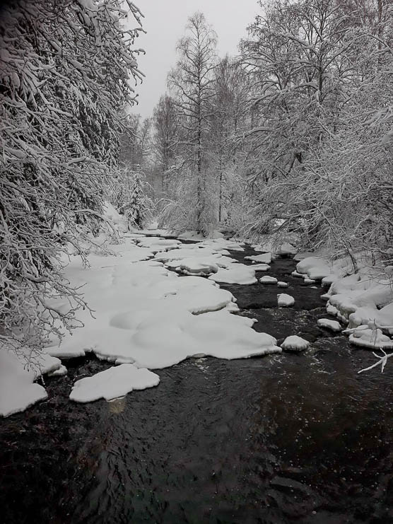 Rakkolanjoki river in winter 2019